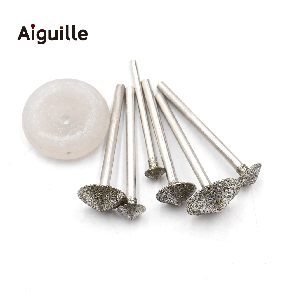 6 個 6/8/10/12/14/16 ミリメートル傘形状ダイヤモンド研削バリ歯研削ビット翡翠石研削ポイント