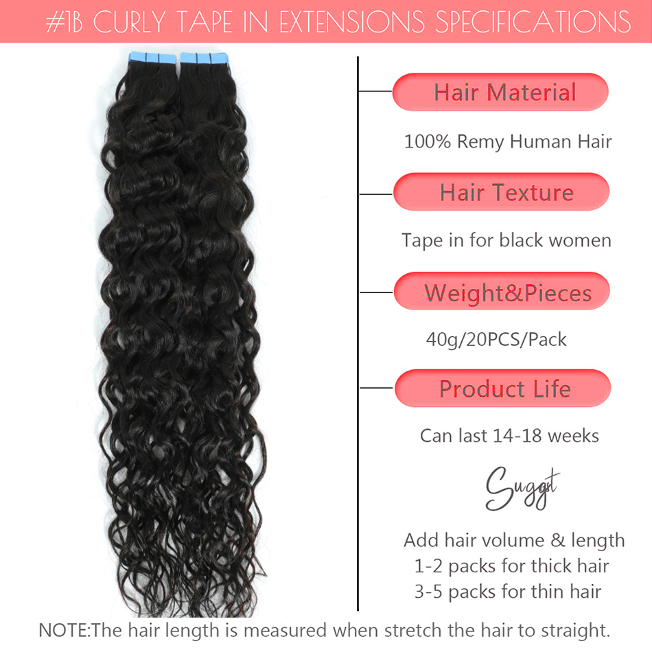 Bande dans les extensions de cheveux vague d'eau vrais cheveux humains 2 #   Bande curale naturelle marron foncé sur extensions de cheveux, postiche de trame cutanée 2 g/pièce