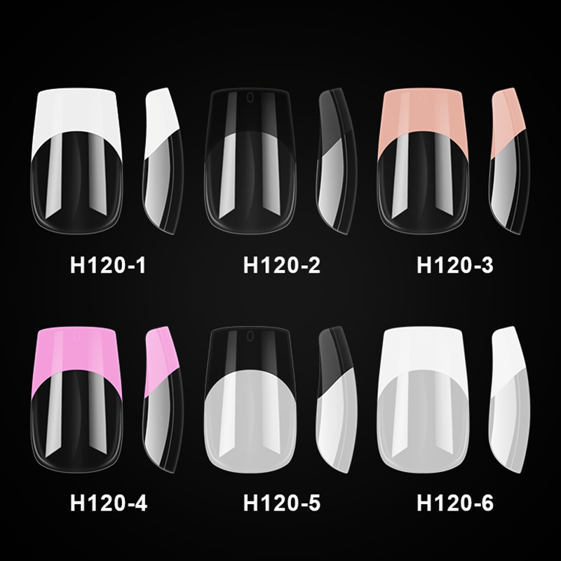 120 pçs estilo francês imprensa em unhas longo quadrado cobertura completa unhas falsas artificial dicas da arte do prego cápsulas ferramentas de extensão