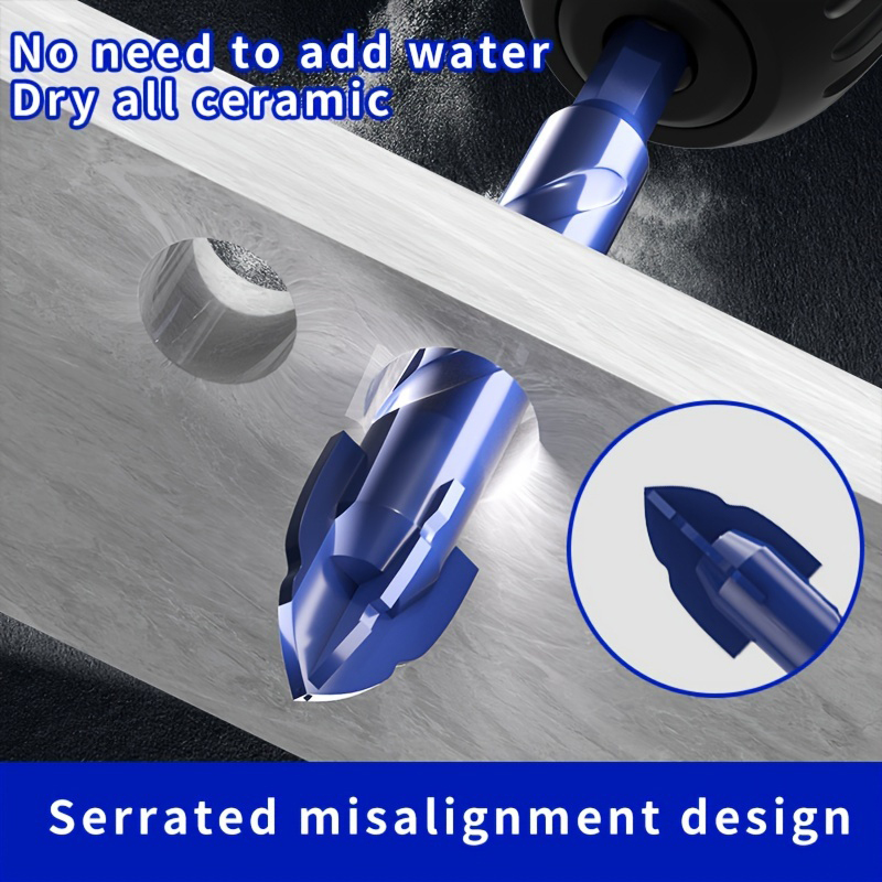 1 pçs de alta resistência quatro flauta sawtooth broca para telhas cerâmicas de vidro ferramentas de perfuração 6-14mm multifuncional broca conjunto ferramentas