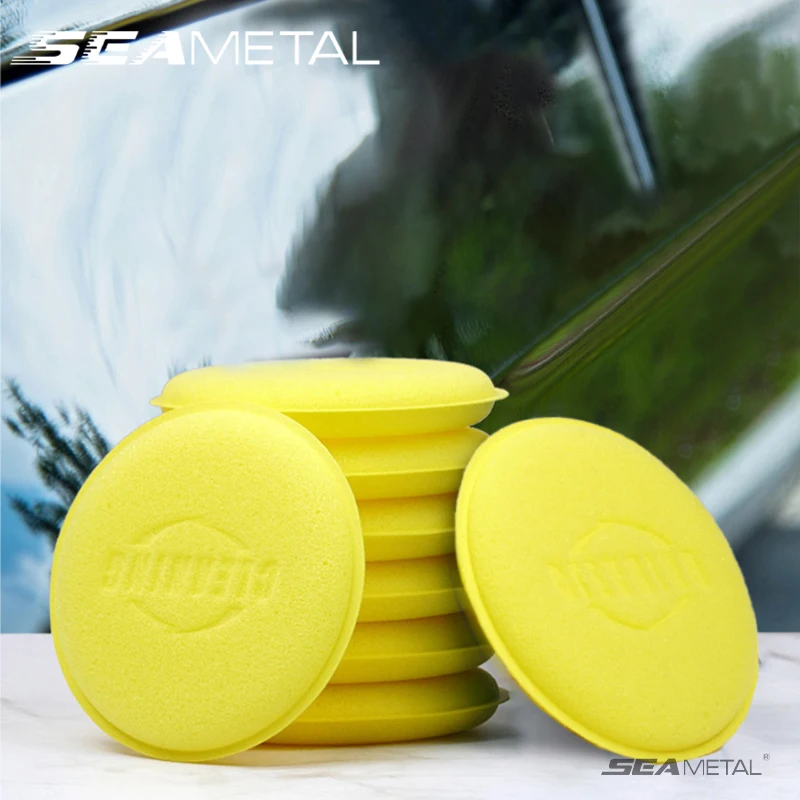 SEAMETAL 12pcs รถรอบแว็กซ์ภาษาโปลิชคําฟองน้ําโฟมความหนาแน่นสูง Applicator Pads ฟองน้ําขัดสําหรับรายละเอียดรถเครื่องมือ