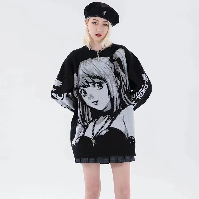 Y2K Frauen Hip Hop Streetwear Harajuku Pullover Vintage Japanischen Stil Anime Mädchen Gestrickte Weiche Pullover Pullover Weibliche Kleidung
