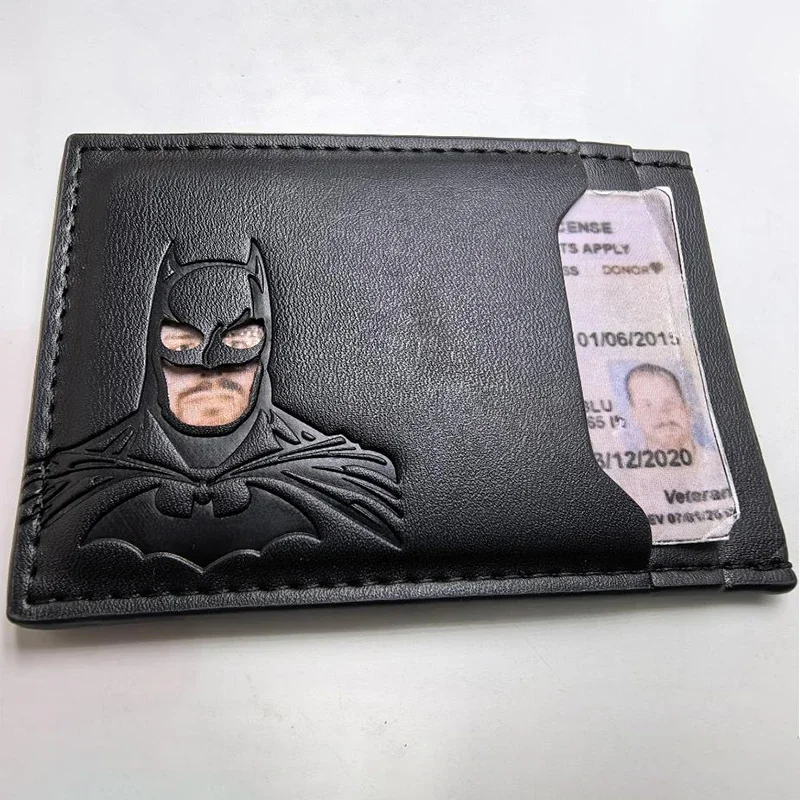 Portafoglio in pelle con pipistrello Porta carte personalizzato con maschera da supereroe ID pipistrello Portafoglio eroico regalo