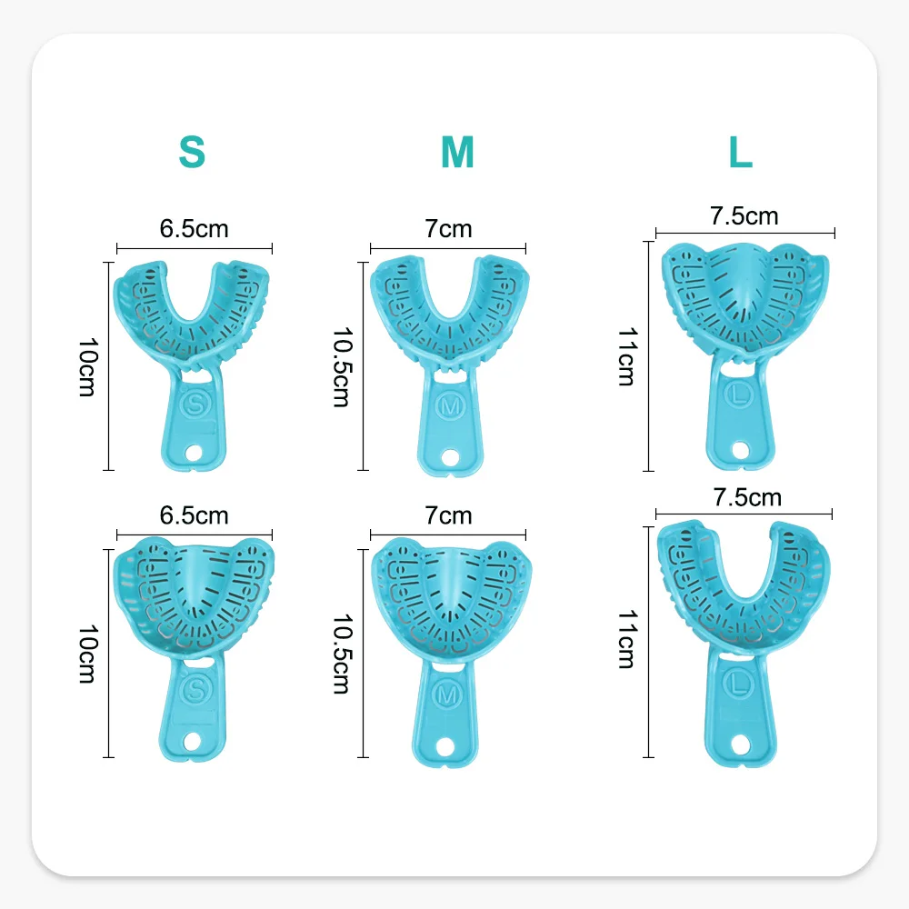 Denspay 6 ピース/セット歯科印象プラスチックトレイ S/M/L 歯科インプラントトレイ全口取り外し可能な部分金型トレイ折りたたみやすい
