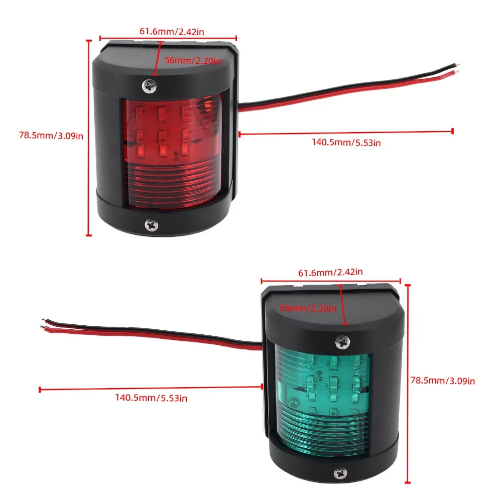 1PC Marine Navigation Signal Lights Red/Green LED Anchor Warning Light IP66 Waterproof Sailing Lamp for Boat Styling 12V 24V