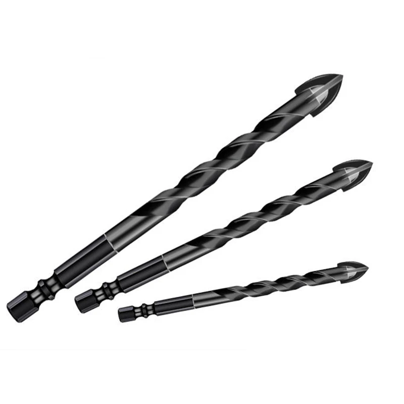 7 ชิ้น Hex Masonry เจาะ Bits 1/4 Shank ไทเทเนียมเหล็กโลหะเจาะข้ามสําหรับแก้วเซรามิคคอนกรีตอิฐ Hard เจาะชุดเครื่องมือ Bit