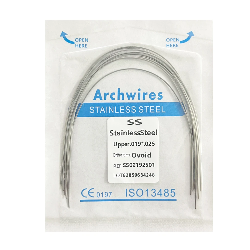 10 sztuk/paczka AG Dental ortodontyczne druty łukowe ze stali nierdzewnej okrągły/prostokątny owalny kształt drut ortodontyczny narzędzie dentystyczne