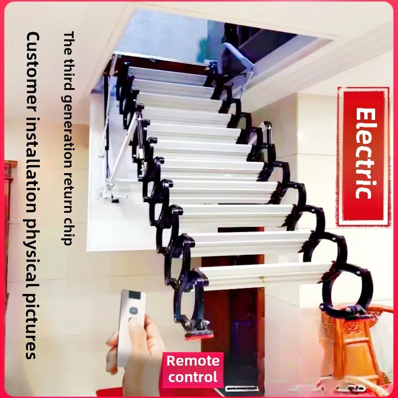 Scala telescopica elettrica villa uscita scala loft completamente automatica duplex domestico pieghevole per interni