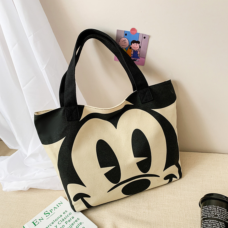 Disney Cartoon Mickey Damen Handtasche Student Mode Leinwand Umhängetasche Donald Duck Große Kapazität Einkaufstasche