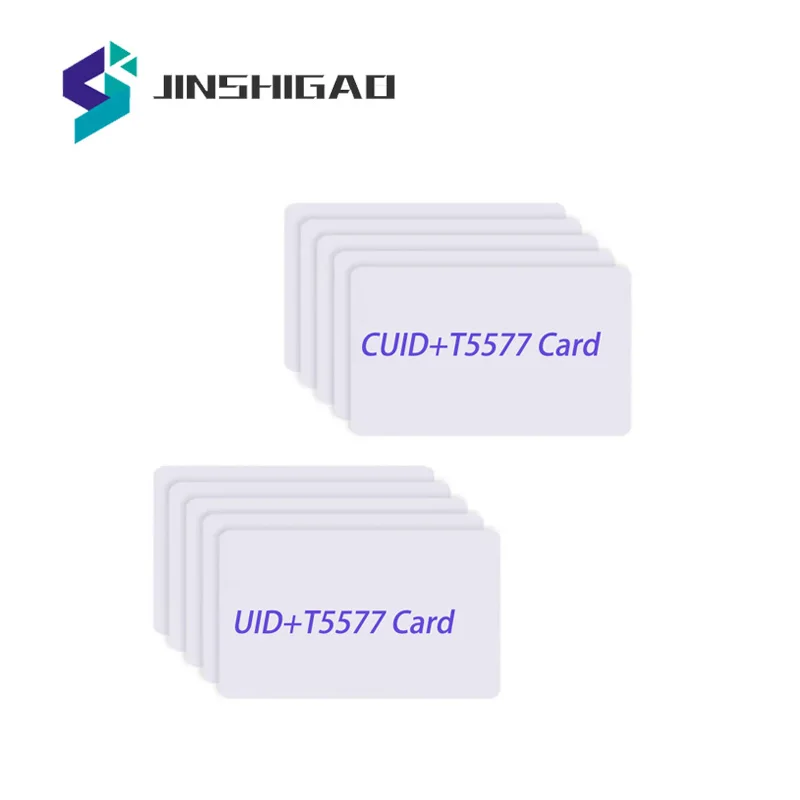 Двойной чип флуоресцентная идентификация RFID 13,56 МГц 1K UID CUID и T5577 125 кГц идентификационная карта, читаемая перезапись для копирования флуоресцентного копирователя