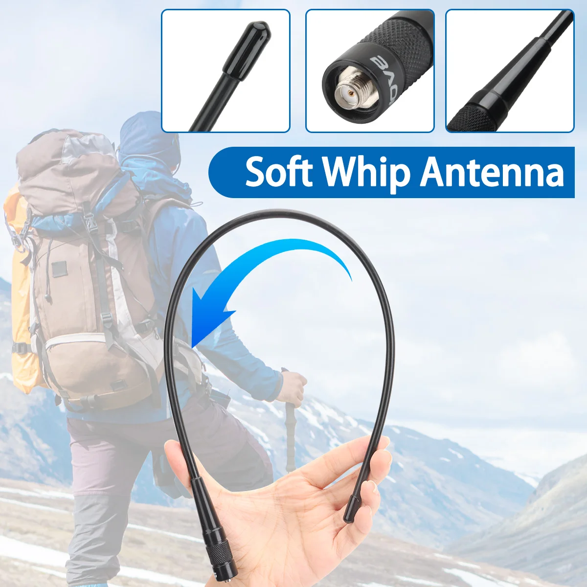 Antena de banda de ar Baofeng AM-771 PRO SMA-Fêmea 108-136MHZ Soft Whip 37cm/48cm Antena longa com UV-32 AR-5RM Quansheng UV-K5 8