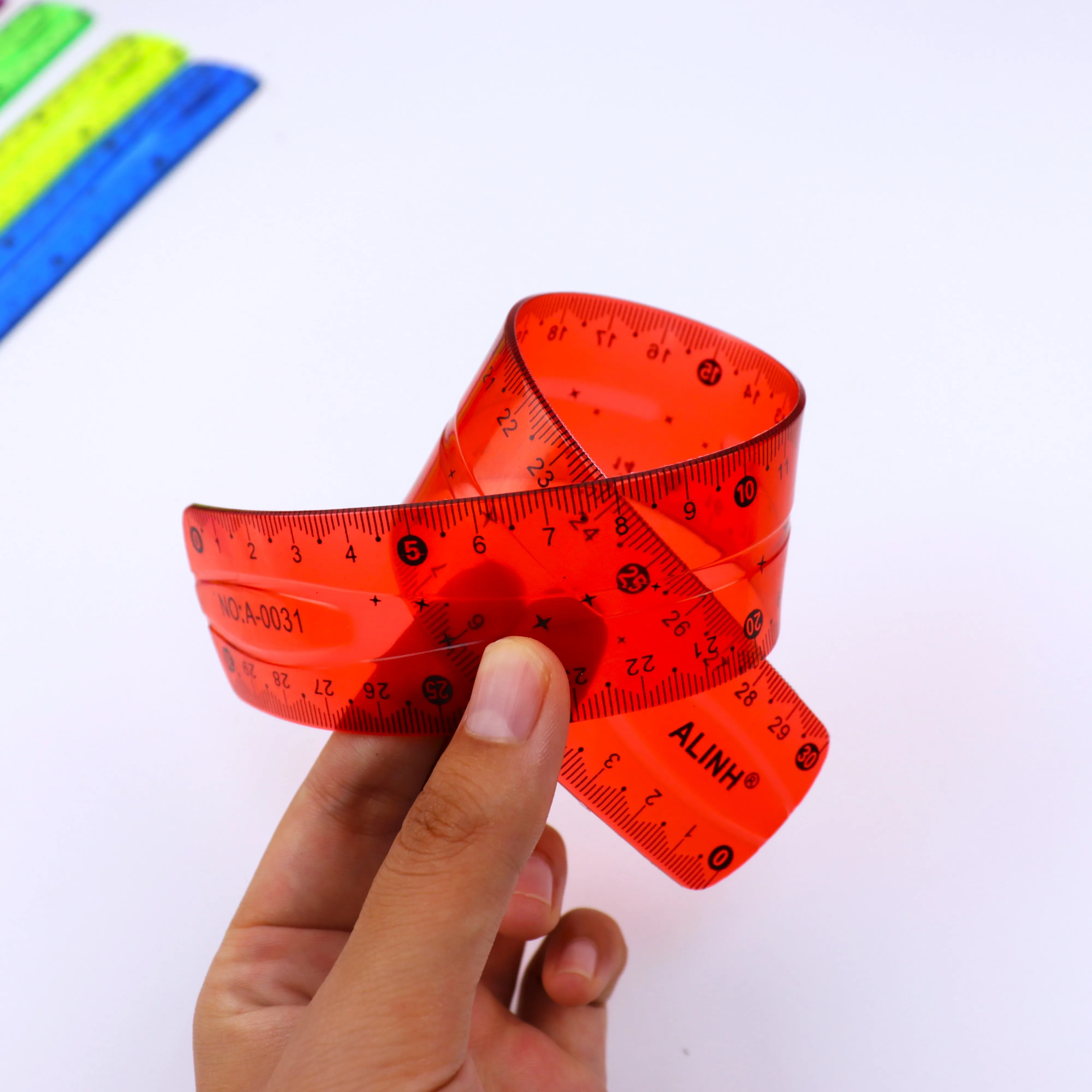 5 righelli flessibili in plastica trasparente di colore di vendita 0.98 pollici e 20cm/30 cmmillimetro 6 colori righello in plastica trasparente trasparente
