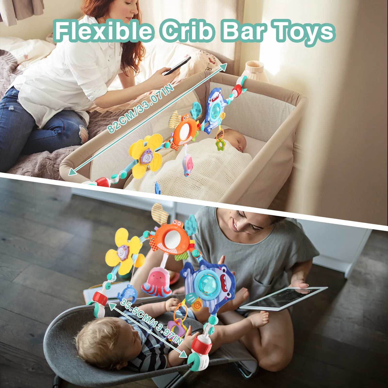 รถเข็นเด็กทารก Arch ของเล่น Bouncer ของเล่น Pram กิจกรรม Arch ของเล่นมอเตอร์ทักษะของเล่น Sensory Development Arch รถเด็กที่นั่งของเล่น