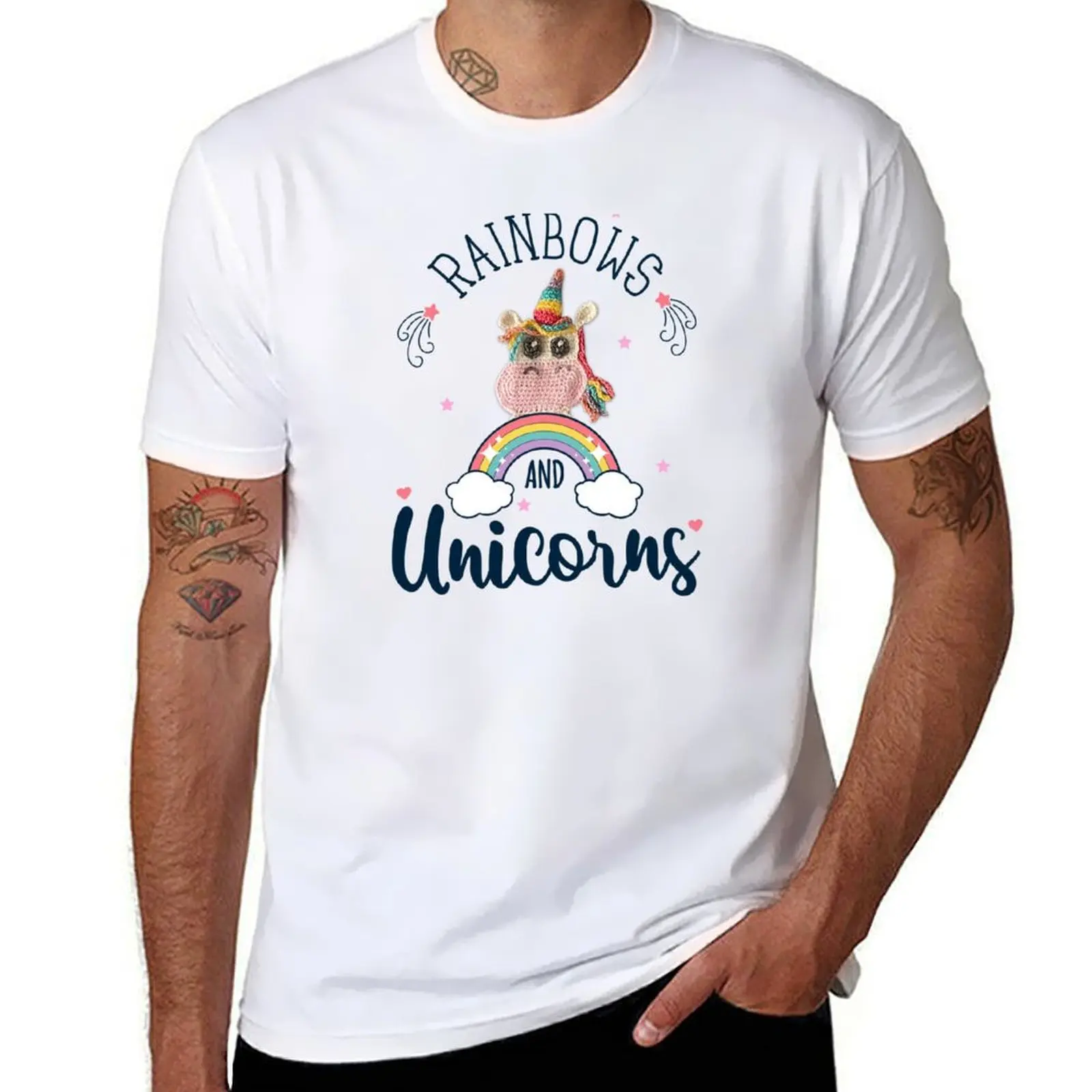 Rainbows & Unicorns, Crochet, Knit & Yarn Dreams Light T-Shirt kaos anime untuk pria kaos untuk pria paket kaos putih