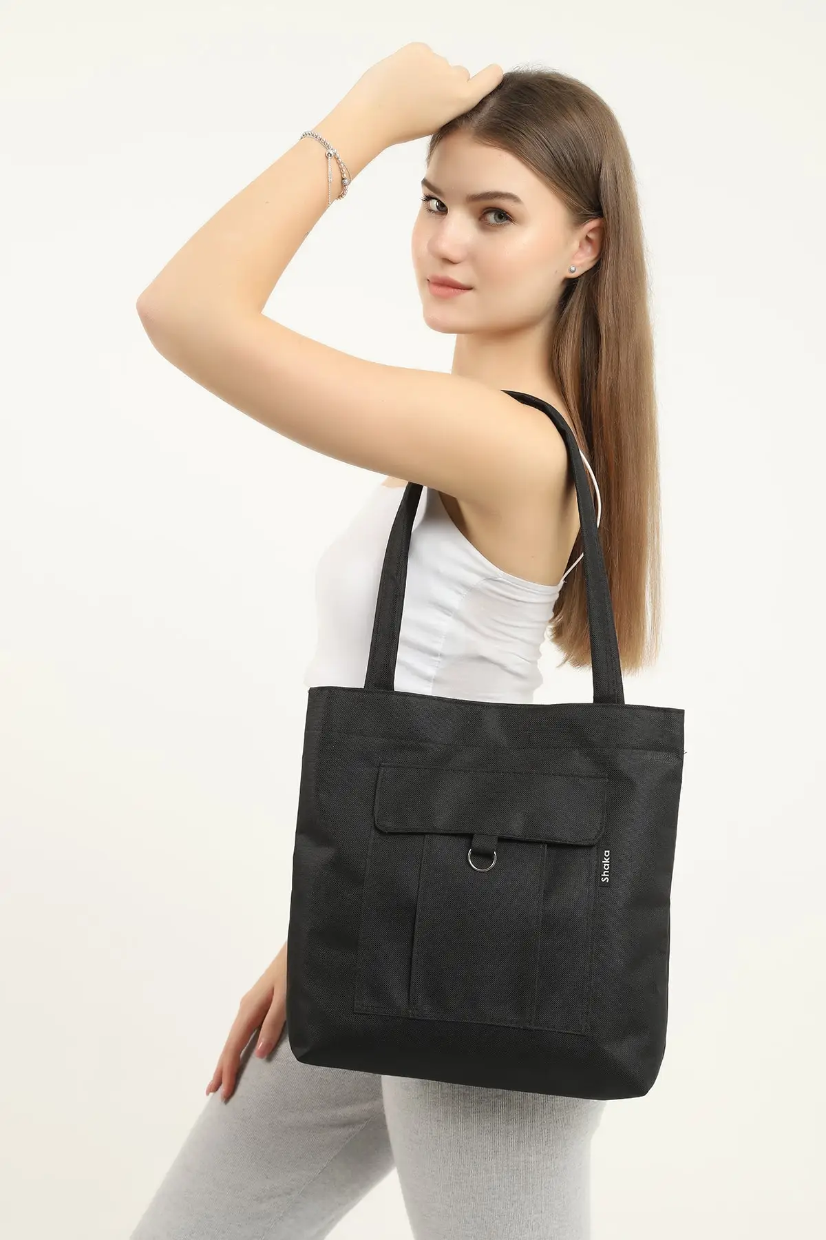 U7 Tas Lengan dan Bahu Hitam 35X35 Cm Tas Musim 2022 Kualitas Tren Mode Wanita Muda Lengan Panjang Berpola