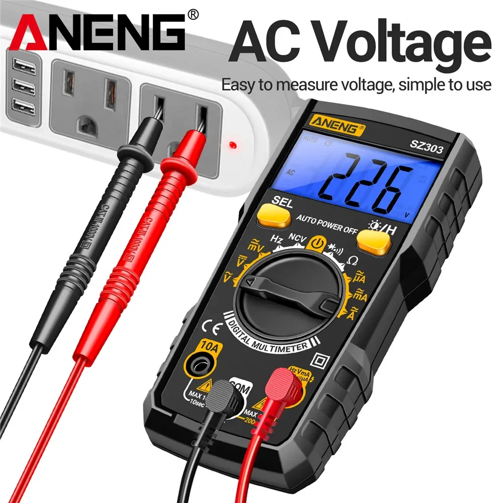 ANENG SZ303 multimetro digitale intelligente 1999 conteggio corrente di tensione AC/DC professionale conservazione dei dati elettrici strumento ad alta precisione