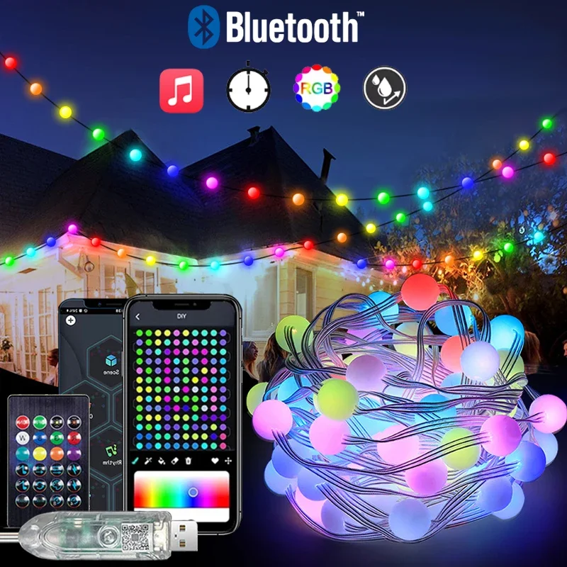 Dreamcolor RGB светодиодная лента WS2812B Bluetooth Smart String USB гирлянды водонепроницаемая рождественская гирлянда свет музыкальный пикап вечерние