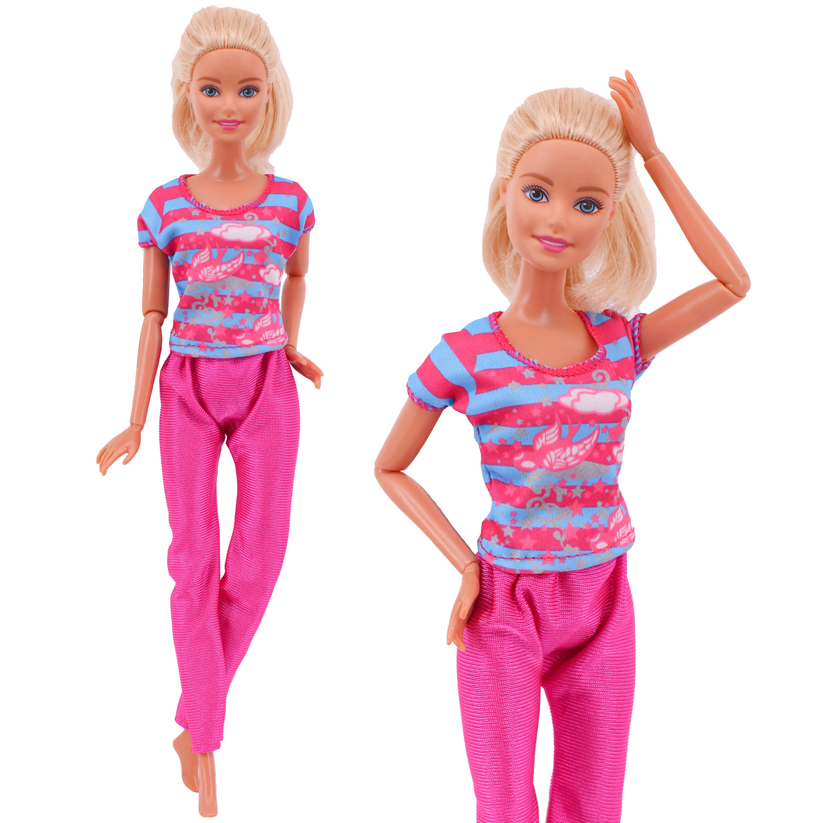 1 Bộ Barbies Quần Áo Búp Bê Jeans Kẻ Sọc Váy Mặc Thời Trang Áo Dài Phù Hợp Với 11.8Inch Barbies Búp Bê, 1/6 BJD,Blythe Búp Bê Đồ Chơi