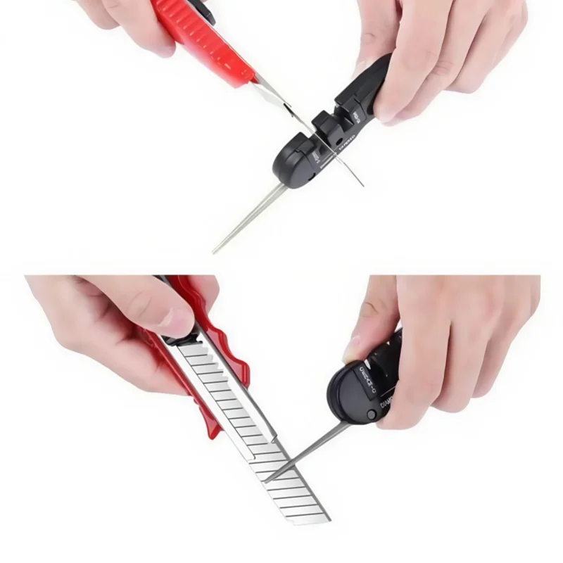 Affilacoltelli portatile 4 in 1 in carburo di ceramica di tungsteno, pietra per affilare, affilare l'amo da pesca, tasca, strumento diamantato, campeggio, escursione all'aperto