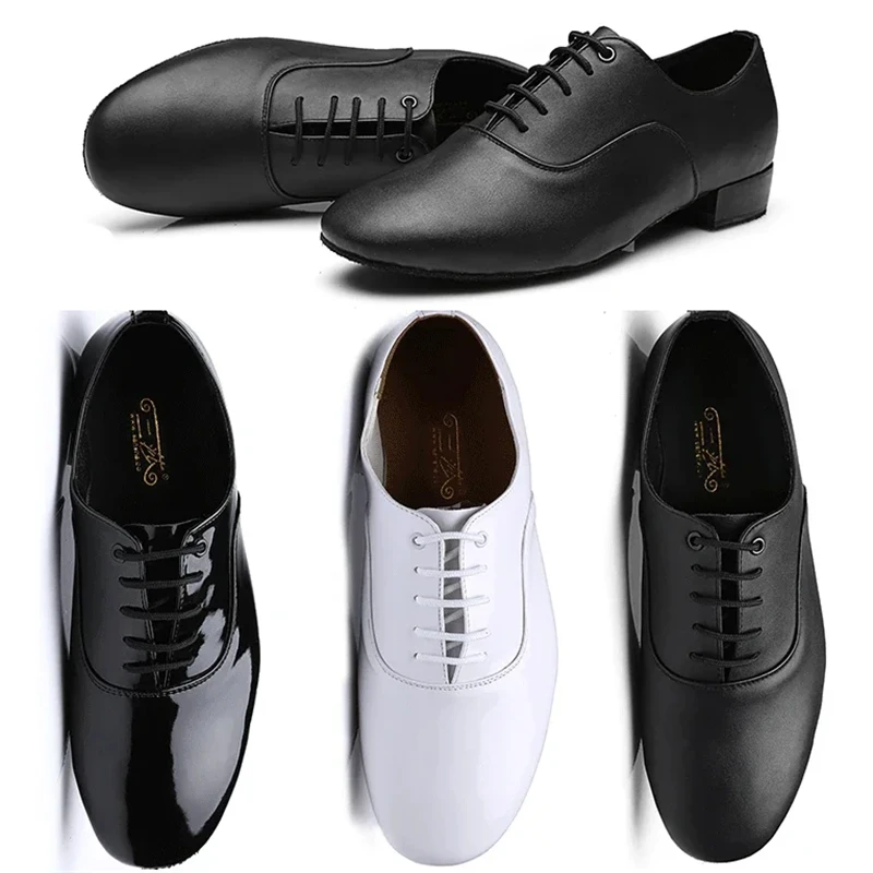 Rabat nowe wysokiej jakości białe czarne PU skórzane męskie buty do tańca towarzyskiego/salsa Tango buty do tańca/łacińskie buty do tańca mężczyźni
