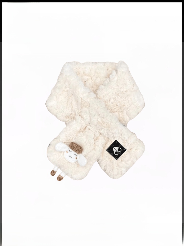 ムースキングシップかわいい漫画小さなぬいぐるみスカーフ女性の冬暖かいクロスデザインファッショナブルなアクセサリーソフトウールブレンド素材