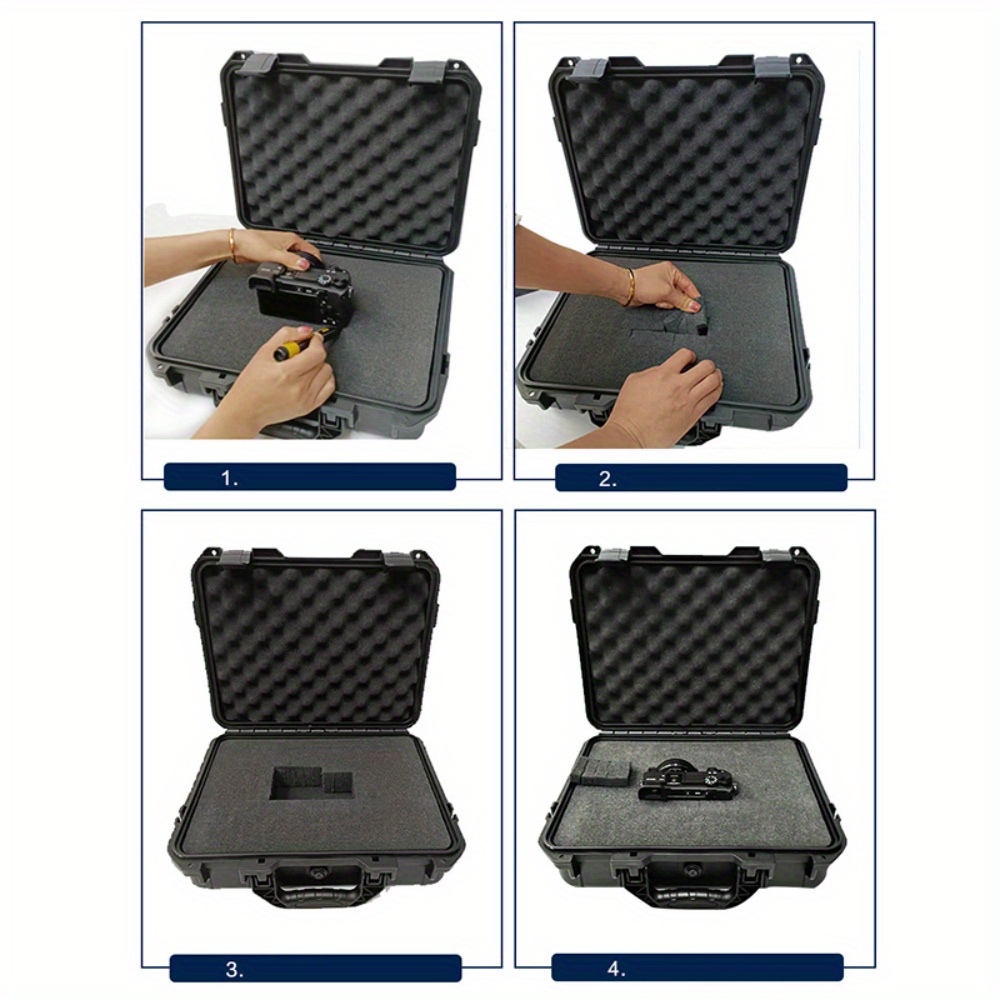 1pc Wasserdichte Harte Tragetasche Tasche Werkzeug Fall Mit Vorgeschnittenen Schwamm Lagerung Box Sicherheit Schutz Organizer Hardware Toolbox auswirkungen