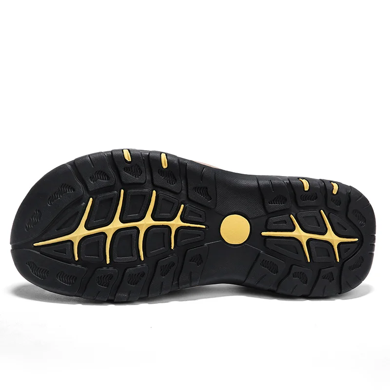 CLOHOO รองเท้าแตะผู้ชาย Handmade หนาด้านล่างยาง Breathable Casual SLIP-ON รองเท้าชายหาดหนังรุ่นอัพเกรด