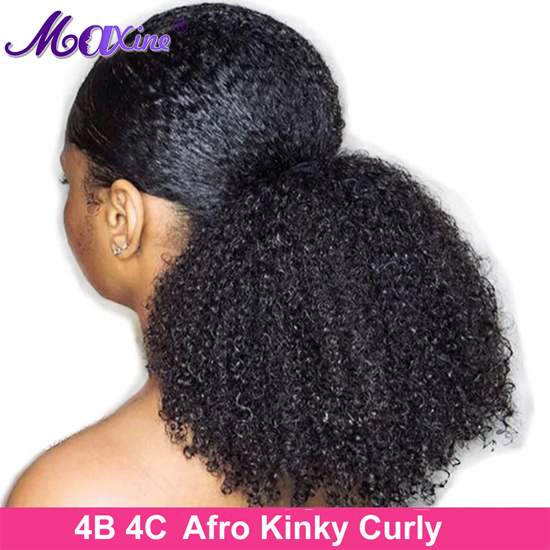 Extensions de queue de cheval de cheveux humains afro crépus bouclés, morceaux de cheveux mongols, clip de proximité, wstring