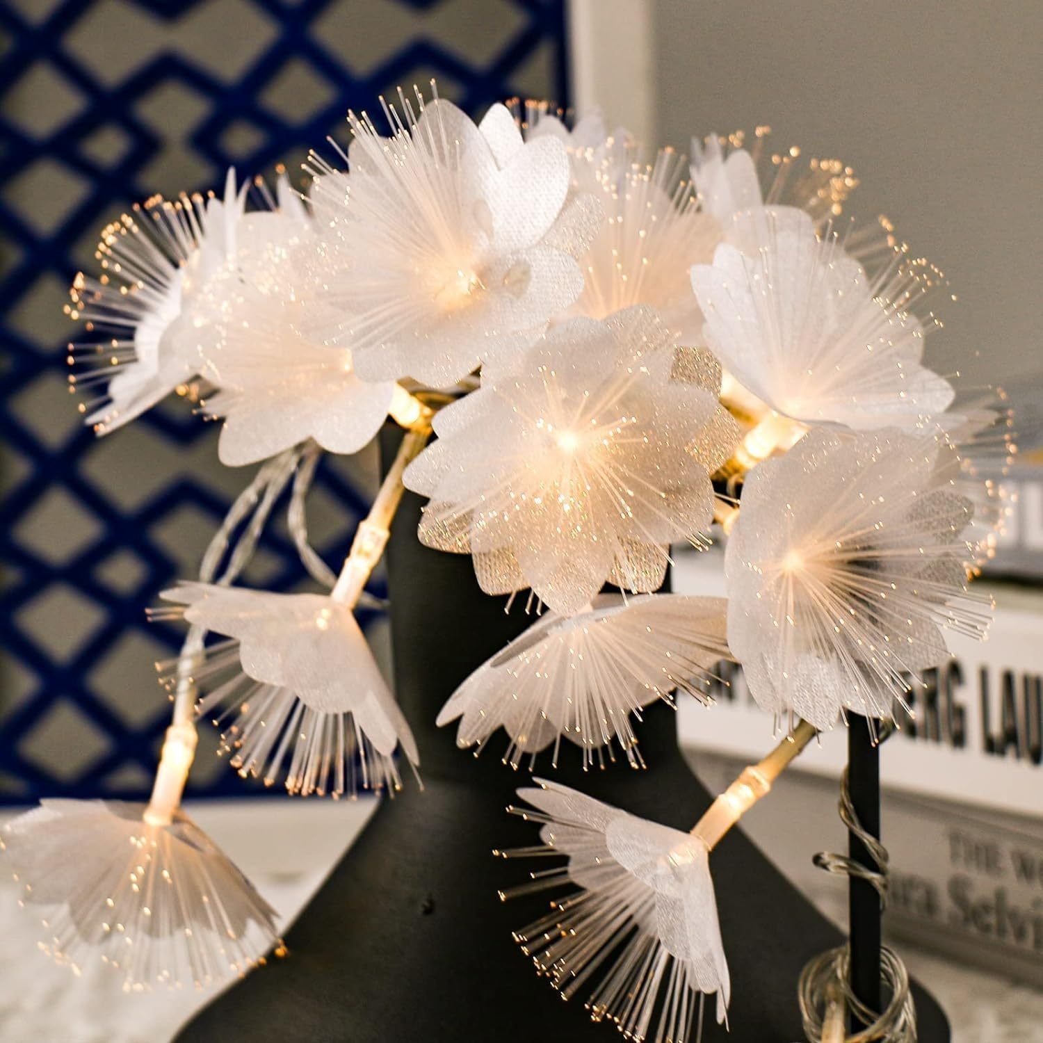 2/3M LED Fiber Optic Fairy Light Batteriebetriebene Girlande Weihnachtsdekoration Party Neujahrsdekoration Künstliche Blumen Girlande