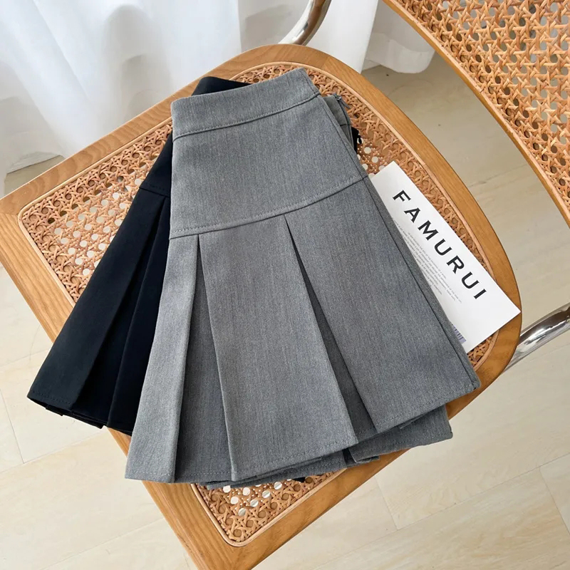 Grijs JK Plooirok Vrouwen Zomer Hoge Taille Effen Preppy Dans Rokken Y2K Koreaanse Slanke All-Match Mini Rokken Nieuw