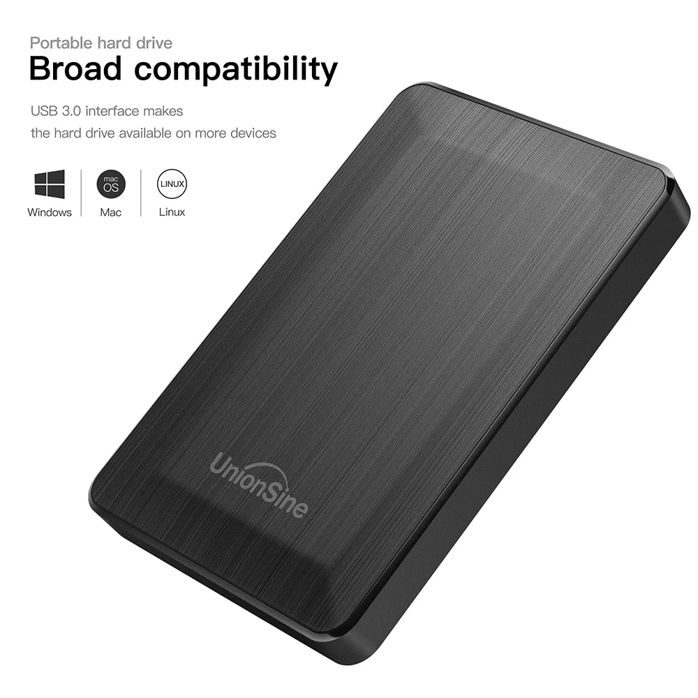 UnionSine HDD 2.5" Portable External Hard Drive 250gb/320gb/500gb/1tb/2tb USB3.0 Storage Compatible for PC Mac Desktop MacBook