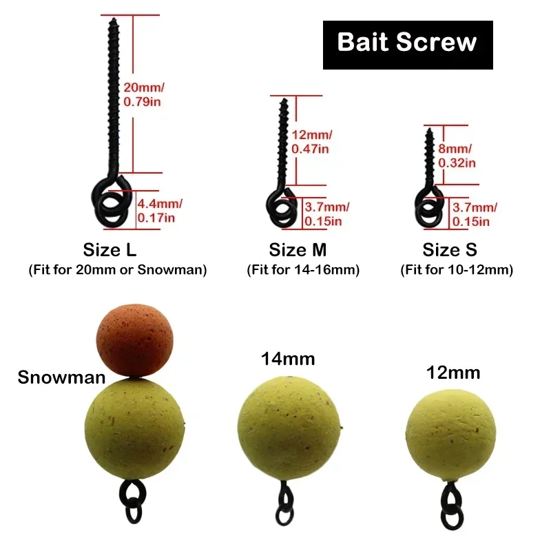 Tornillos de cebo de carpa con anillo, cebo de carpa giratorio Mirco para carpa Ronnie Rig Zig Chod Boilies, tornillos, aparejo Terminal de aparejo Hiar de carpa