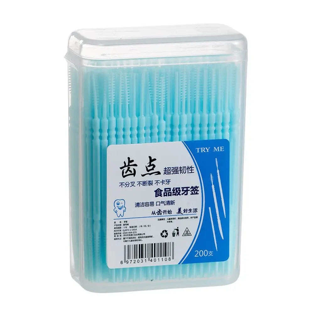 Bộ 200 Hai Đầu Dùng Một Lần Dental Flosser Đầu Bàn Chải Kẽ Răng Dính Tăm Chỉ Chọn Răng Miệng Nướu Răng Vệ Sinh Chăm Sóc