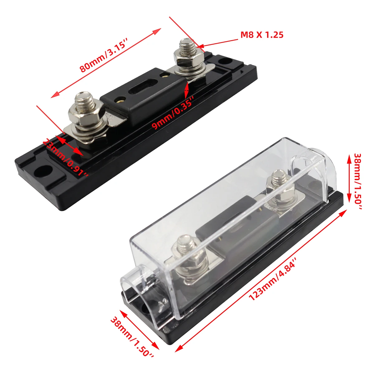 ANL カーオーディオヒューズ電源ヒューズホルダー 100A/150A/200A/250A/300A インラインヒューズ 0/2/4/8 ゲージ AWG ボルトオンヒューズ