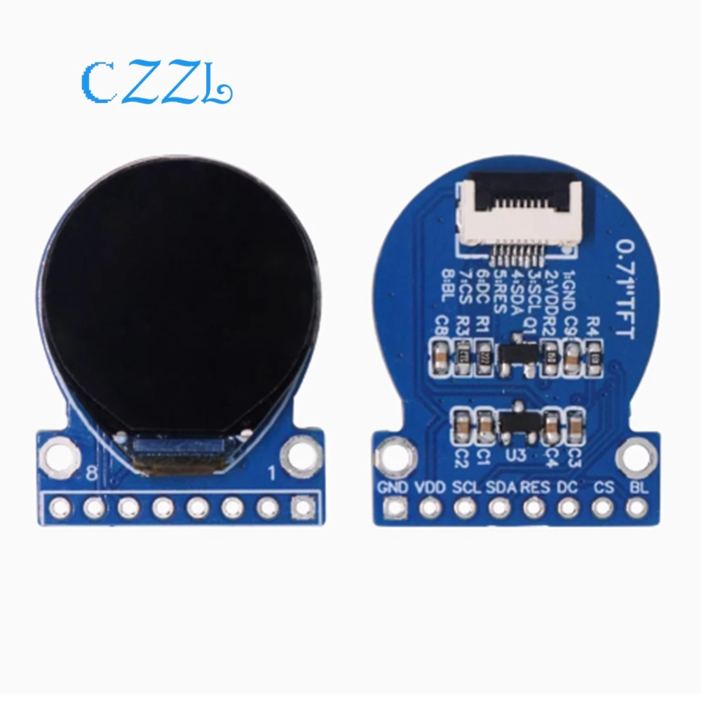 0.71 inch TFT LCD screen GC9D01 small screen 160 * 160 bare screen LCD serial port round screen SPI display