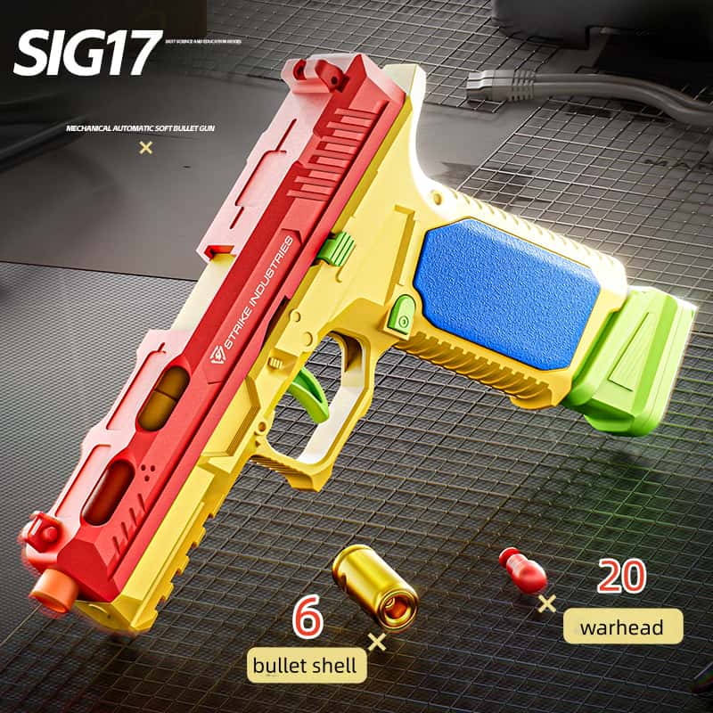 G17 Pistol Shell Throwing Continuous Firing Blowback Soft Bullet Gun Empty Hanging Birthday Gift