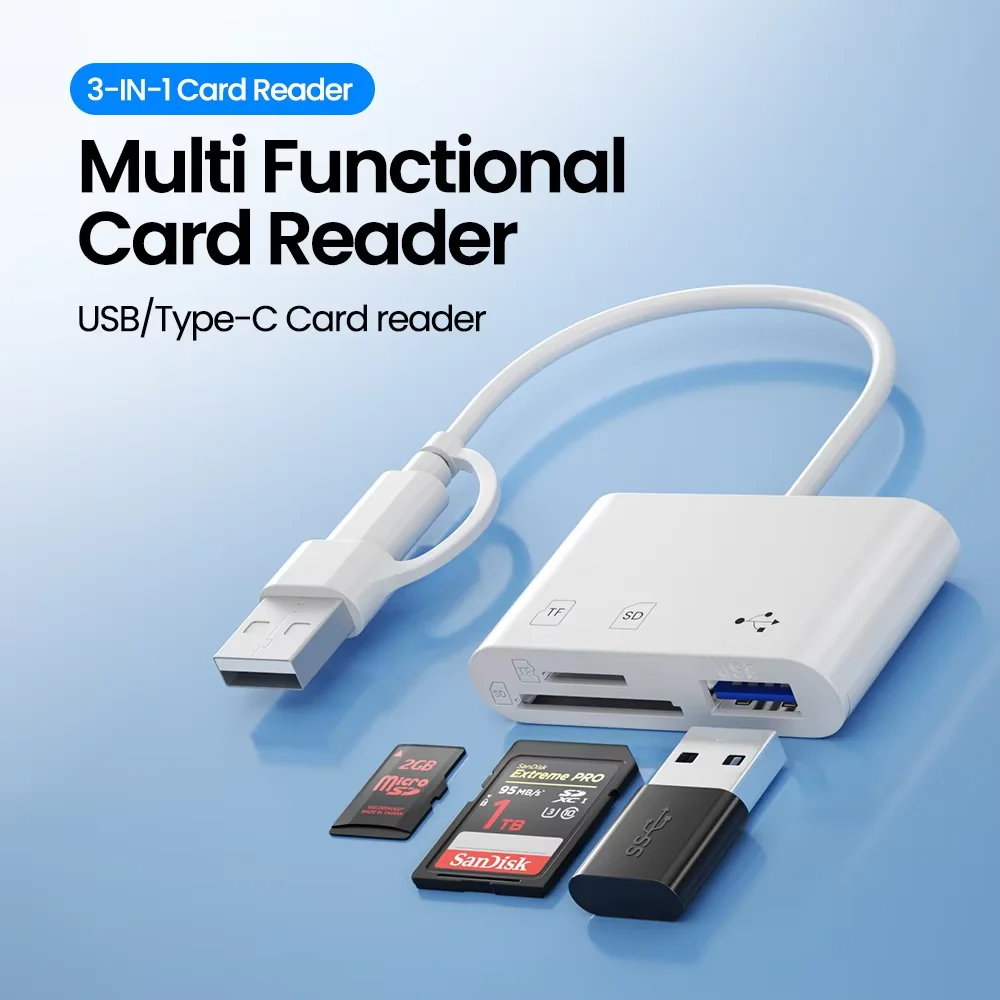 3-in-1 USB/Typ C Multifunktions-Kartenleser OTG SD TF-Karten USB-Speicherkartenleser Konverter für MacBook Laptop Samsung