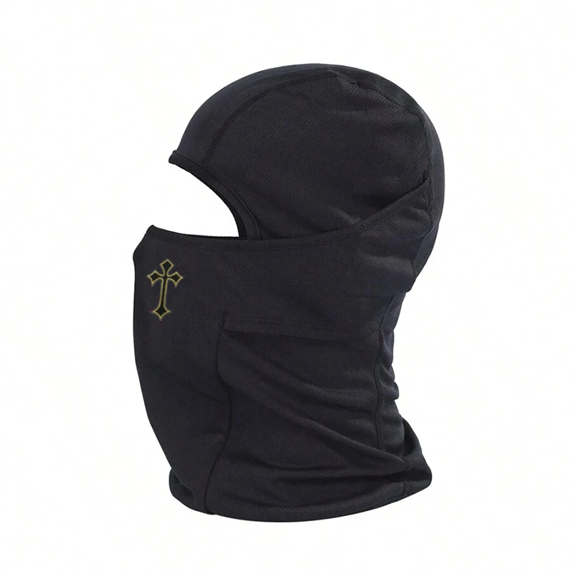 Cross พิมพ์หน้ากากสกีสําหรับผู้ชายและผู้หญิงขี่กลางแจ้ง Balaclava หมวกบังแดด Breathable Windproof และครีมกันแดดหมวก