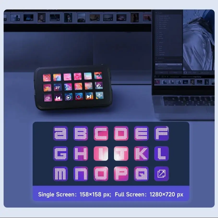 Panel de control de voz AI multifuncional Waveshare SK18, teclas macro LCD de membrana integrada de 18 ×, compatible con sistema dual Linux + QMK