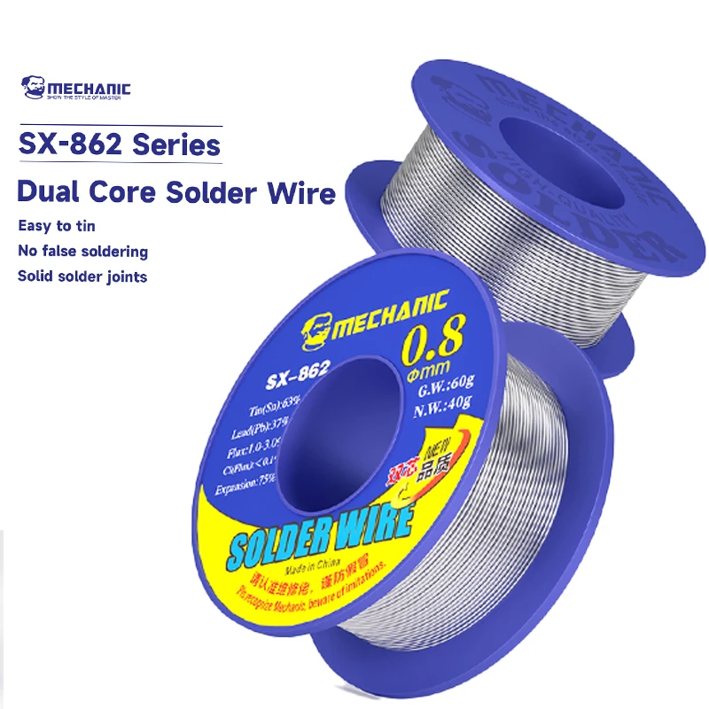 MECCANICO flusso da 60 g SX-862 Resistente alle alte temperature per filo da 0,3-1,8 mm Strumenti in filo di stagno per protezione ambientale ad alta purezza