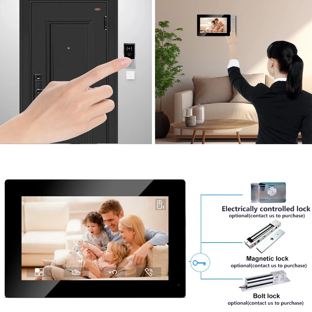 Kit de sistema de intercomunicação de vídeo 720p, campainha de vídeo com fio, painel de chamada à prova de chuva, câmera ir para casa, vila, construção, 4 fios