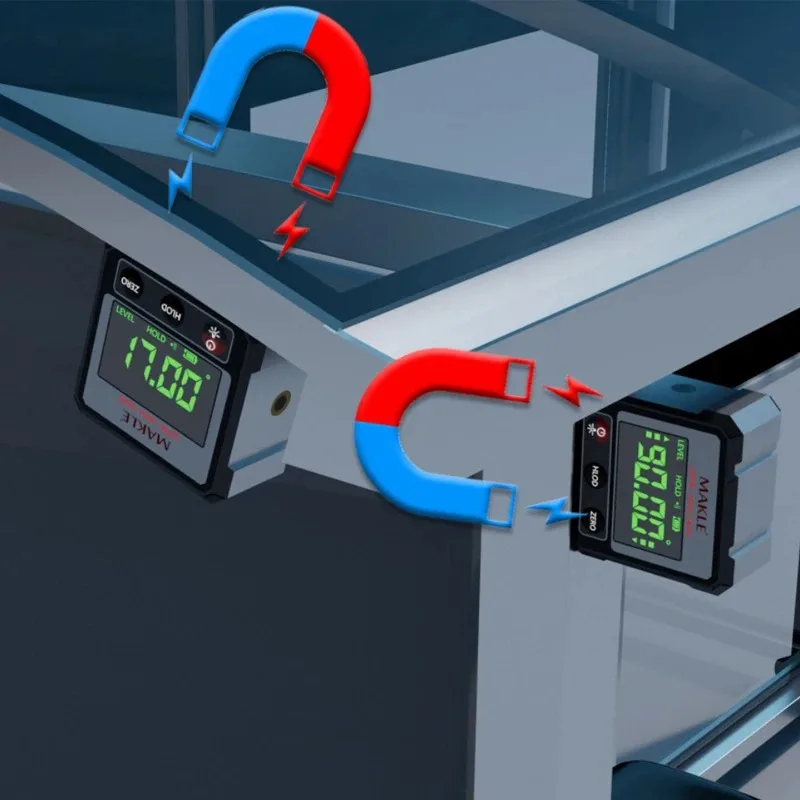2-side Laser Digital Protractor Inclinometer Laser Level Ruler Inclinometer Magnetic Base Goniometer Magnet Angle Finder