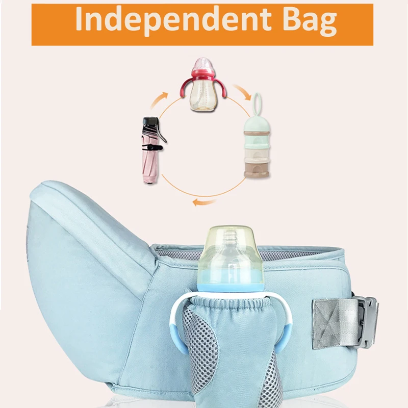 Portabebés de algodón, soporte para bebé, taburete de cintura, portabebés, portabebés, portabebés para bebé, asiento de cadera, bolsa para andadores de bebé, soporte frontal Wra