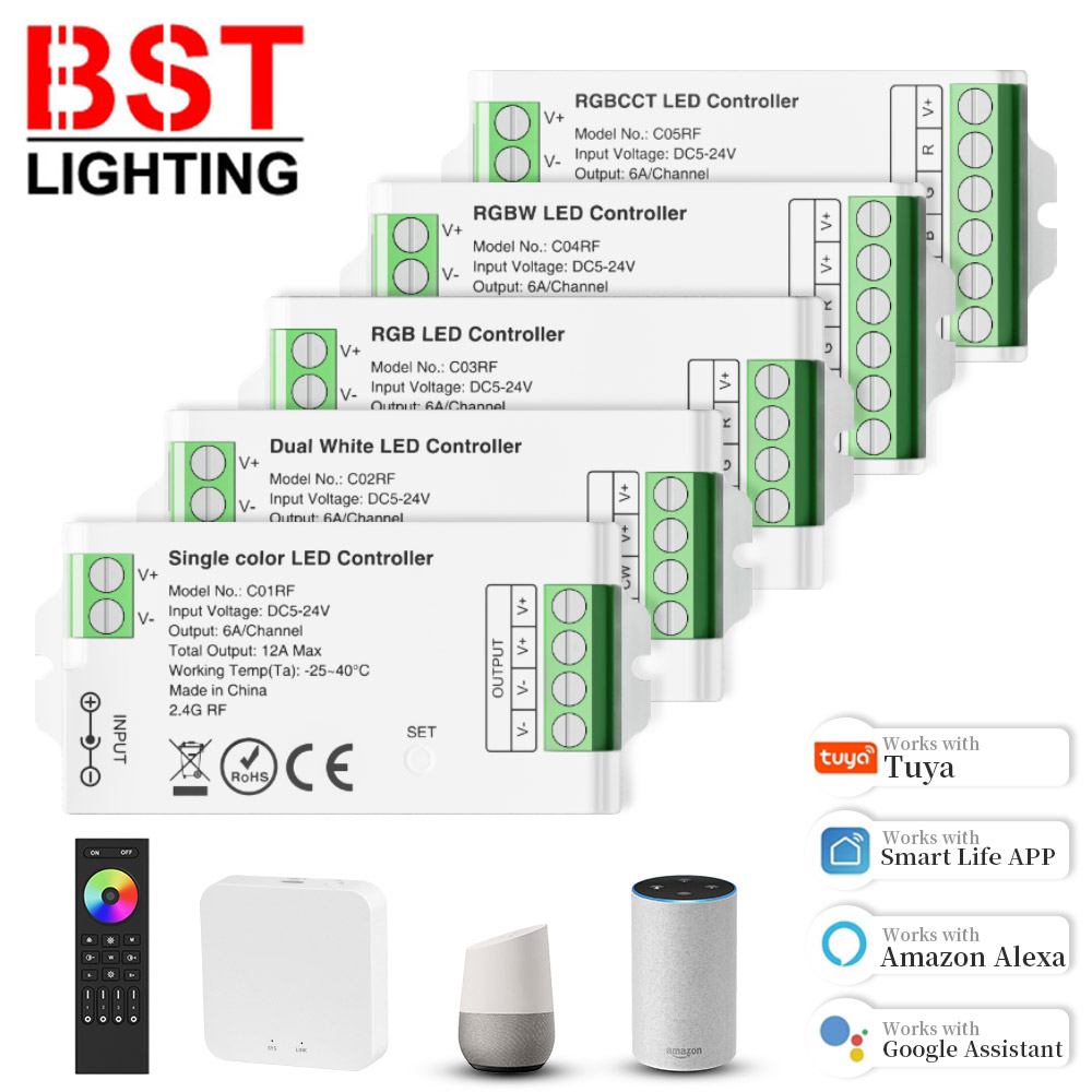 2,4 GHz LED-Streifen-Controller, kompatibel mit der Milight-Serie, Steuerung 2835, 5050, FCOB, DIM, CCT, RGB, RGBWW, RGBCW, RGBCCT-Lichtband, DC5–24 V
