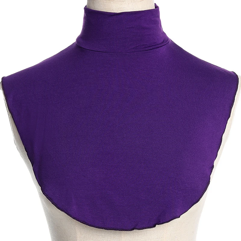 ปลอมสำหรับสตรีมุสลิม Modal เสื้อปลอมคออิสลาม Hijab สีทึบ Mock ผ้าคลุมหน้าและคอด้านบนเสื้อ