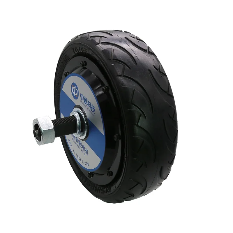 High Power 10 Inch 48V 500W 40N.m 1024 Wire Encoder Brushless DC Servo Wheel Hub Motor With Rubber Tire For Electric Car