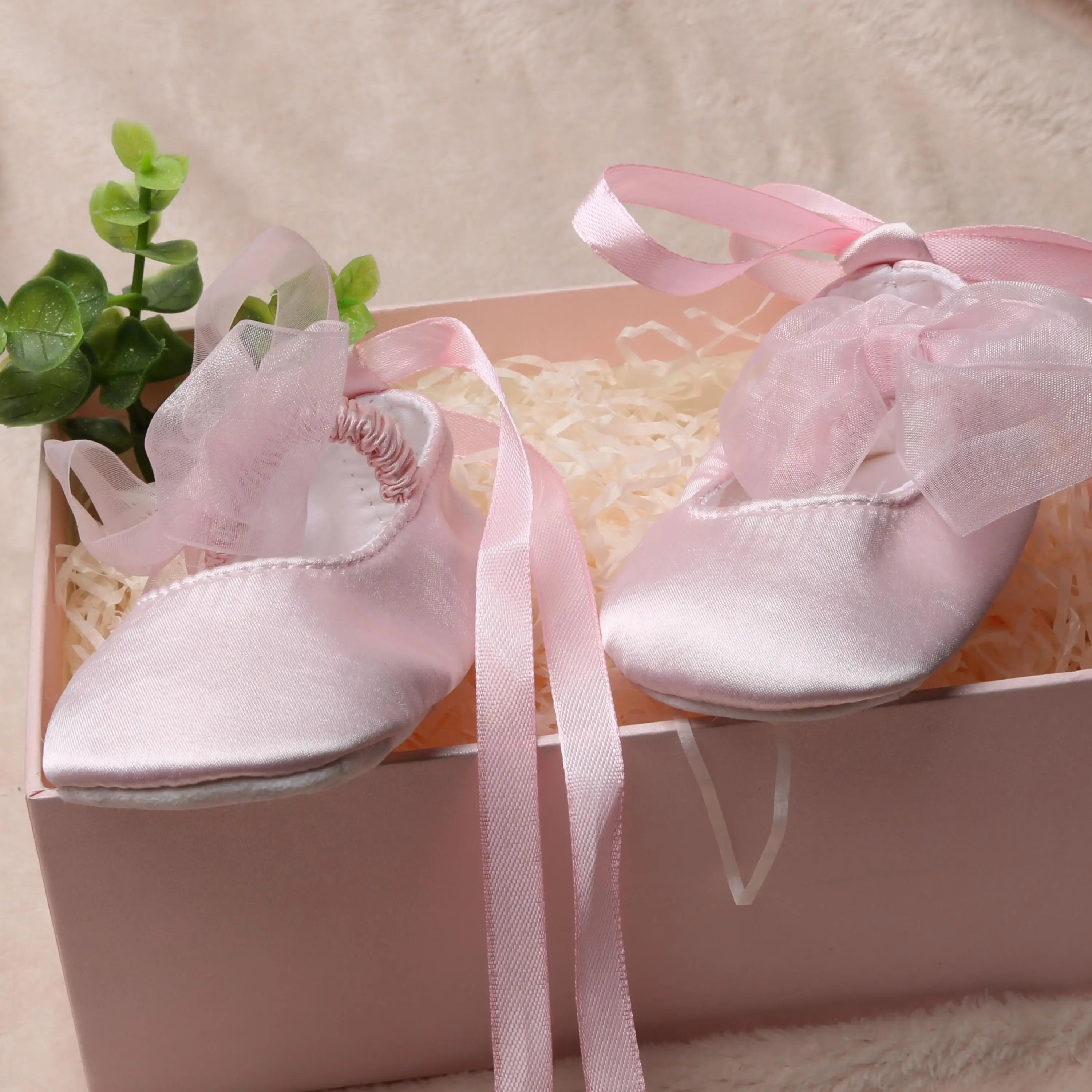 Dollbling Prinzessin Reine Licht Rosa Christing Taufe Baby Mädchen Krippe Anti-slip Weiche Sohle Schuhe mit Satin Gürtel Banding zurück Ferse