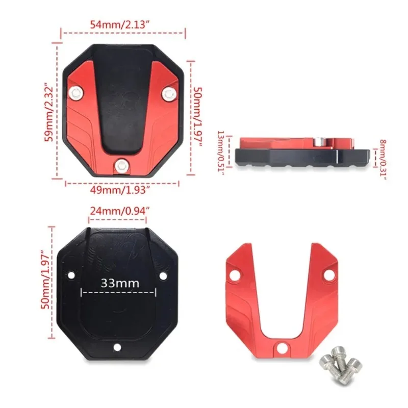 Extensor de soporte para motocicleta de aleación de aluminio, extensión de caballete lateral, placa de soporte, accesorios para motocicleta