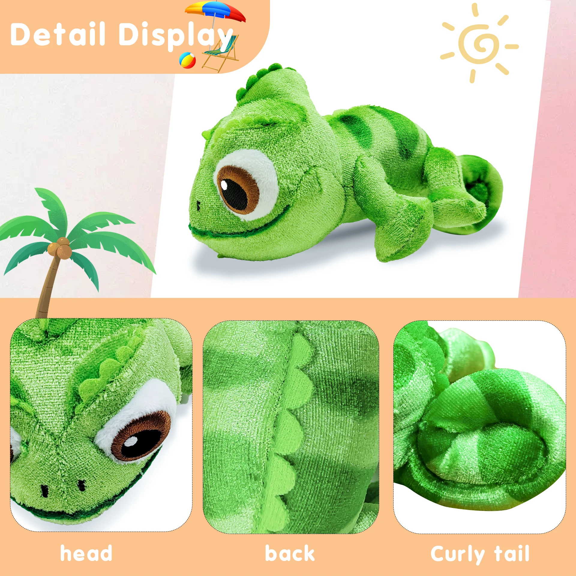 Pascal  Rapunzel Chameleon Plush Toy Soft Stuffed Animals Plush Shoulder Plush Suitable for Parties Perfect Gift for Kids