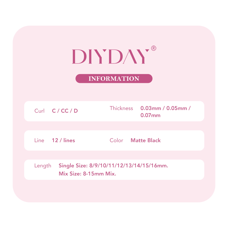 DIYDAY Easy Fan Volume Eyelash Extensions Wholesale C D Curve Easy Blooming PBT Mink Eyelashes Camellia False Lashes Supplies